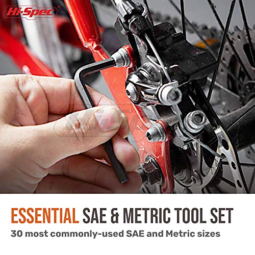 HiSpec 30pc Hex Key Set of SAE / Imperial & Metric Sizes of Short