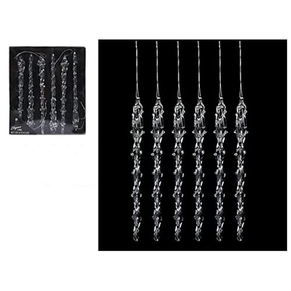 Immerse Creations (6-Pack) Glass Twist Christmas Tree Decorations | Lightweight, Elegant, Festive