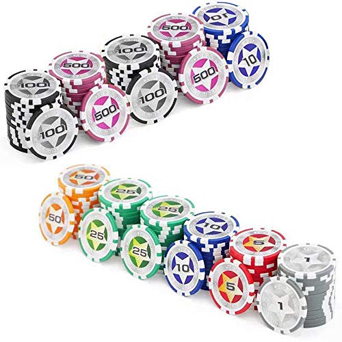 KAILE Poker Chips Set Heavy Duty 13 Gram Chips Texas Holdem Cards Game Blackjack Gambling Chips with Aluminum Case (500)