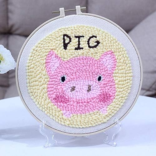 Cartoon Poke Needle Pen Embroidery Kit with Hoop Cross Stitch Set Needlework Embroidery Kit for Beginners Gift Decor Punch Needle kit 2