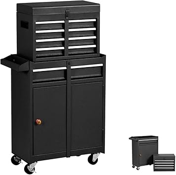 Tool Box And Tool Storage Cabinet Rolling Tool Box With Four Wheels Tool Chest With 5 Drawers Large Capacity Tools For Mechanics Box With Locks And Garage Storage Black Amazon Com