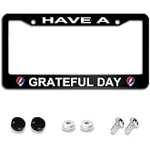 EFAWIPA Have A Grateful Day License Plate Frame, Car Accessories Stainless Steel Car Plate Covers with Free Screws Fasteners Caps 6.3 X 12.2 in