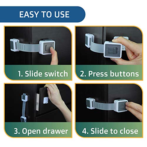 image for Wappa Baby New Version Child Safety Locks 4-Pack. Baby Proof Cabinets,