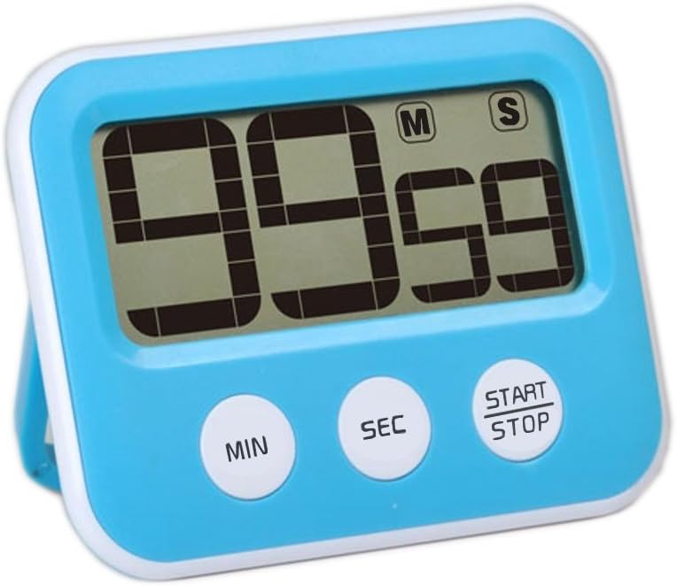 Kitchen Timer,4 Segment Big LCD Screen Digital Scrolling Display Count-Down Timer, Extra Accuracy, Loud Alarm Voice with Strong Magnetic and Table Vertical (Blue)