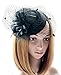 Coolwife Fascinator Hats Pillbox Hat British Bowler Hat Flower Veil Wedding Hat Tea Party Hat (B Black)