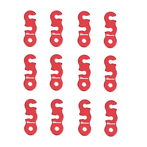 TRIWONDER Aluminum Alloy Guyline Cord Adjuster Tent Tensioners Rope Adjuster for Tent Hiking Camping (Red - 12 Pack)