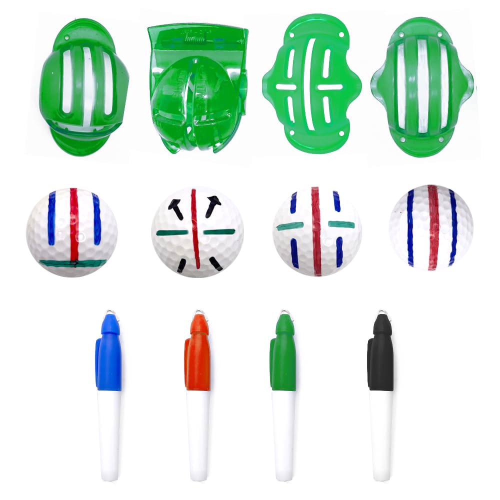 8 Pack Golf Ball Line Marker Tool,Golf Ball Alignment and Identification Tool,4 Golf Ball Liner and 4 Color Markers (Green)
