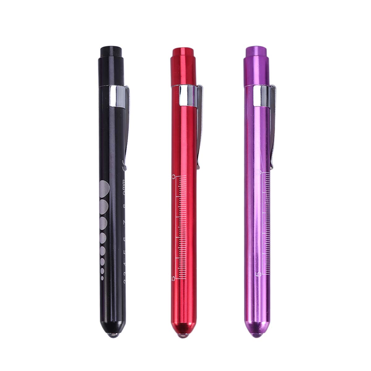 3pcs Mini LED Flashlight Pen Light LED Pupil Gauge Pen Torches with Pocket Clip Penlight Accessories (Random Color)