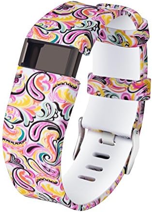 For Fitbit Charge HR Bands ,Gealpoor Silicone Replacement Adjustable Band Strap for Fitbit Charge HR (Colorful flower, Large)