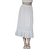 BEAUZSUZSANA Half Slip Dress for Under Dresses Women Long Lace Skirt Extender Underskirt Non Cling 100% Cotton