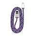 360 Electrical 360400 QuickCharge Lightning to USB Braided Charging Cable, 3'/0.9m, Purple