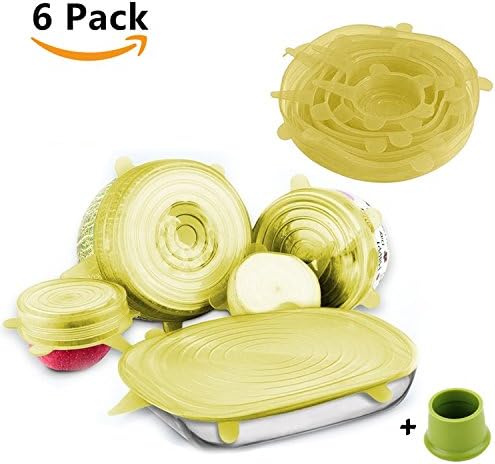 SengVan Silicone Stretch Lids Vacuum Lids Multi-Size BPA Free Durable Reusable for Kitchen Storage Pack of 6 Yellow