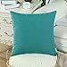 CaliTime Pack of 2 Throw Pillow Covers Cases for Couch Sofa Home Decoration High Class Faux Linen Solid Color 18 X 18 Inches Teal