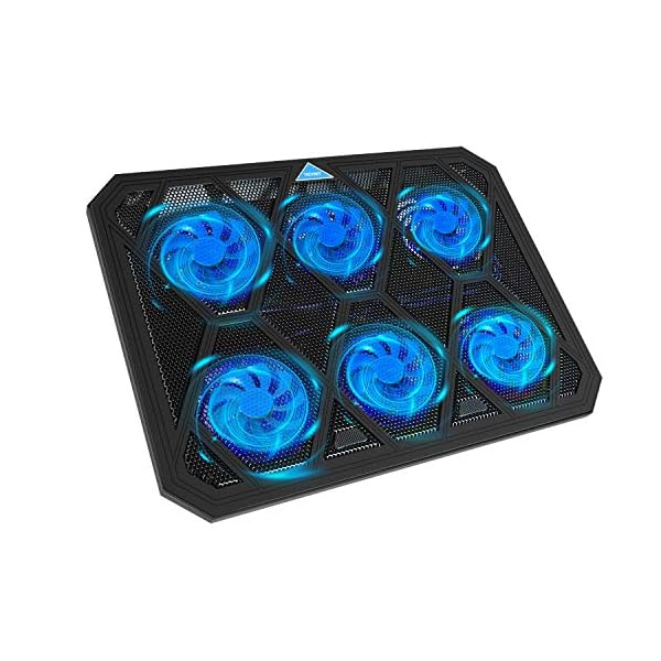 TECKNET-Laptop-and-Notebook-Cooling-Pad-6-Fans-Laptop-Cooler-at-1400-RPM-and-Blue-LED-fits-up-to-19 TECKNET Laptop Cooling Pad Laptop Cooler with 6 Ultra Quiet Cooling Fan at 1400 RPM Rapid Cooling, Adjustable Height…