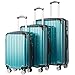 Coolife Luggage Expandable 5 Piece Sets PC+ABS Spinner Suitcase 20 inch 24 inch 28 inch (green new)
