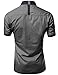 Color Contrast Collar Striped Short Sleeve Shirts Black Size M