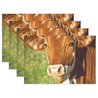 MONTOJ Brown Cow Heat-Resistant Table mats for Kids Placemats for Dining Table Table Mats Stain Resistant