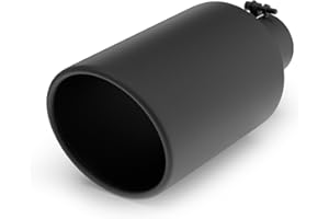 Richeer 4 to 8 inch Exhaust Tip, 4" inlet 8" Outlet 15" Overall Length Stainless Steel with Black Powder Coated Finish Univer
