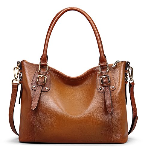 Jack&Chris Ladies Handbags and Purses Tote Bag for Women Leather Shoulder Bag, WBDZ8008DS (Brown-small)