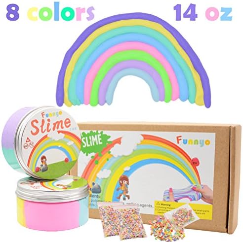 Fluffy Slime Jumbo Scented Floam Slime Sludge kit 8 Colors 14 Ounce with 3 Packs Foam Balls Stress Relief Toy, Soft and Non-sticky