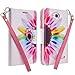 LG OPTIMUS L70 Exceed 2 Realm Pulse Ultimate 2 Case, Magnetic Closure Leather Flip Wallet Case with 2 Card Slots, Cash Compartment and Detachable Wrist Strap for LG Optimus L70 Wallet Case (SUN FLOWER WALLET)