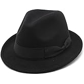 ASTRQLE Men's Manhattan Felt Trilby Fedora Hat, Black, Medium
