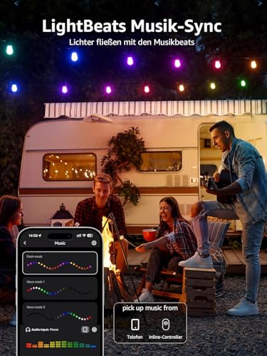 Lepro ZB1 AI LED Fairy Lights Outdoor 30 m, RGB + Warm White Smart LED S14 WiFi Bulbs, App Control, Works with Alexa & Google, IP65, Personalised AI Light Designer, without Remote Control, 30 LEDs