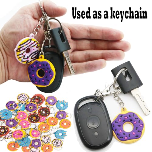 36pcs Sweet Donut Keychain Decorations Party Favors Sweet Doughnut Theme Birthday Party Supplies for Birthdays & Events Wallet Keyrings Pendant Souvenirs Reward Gifts Available in 6 Colors