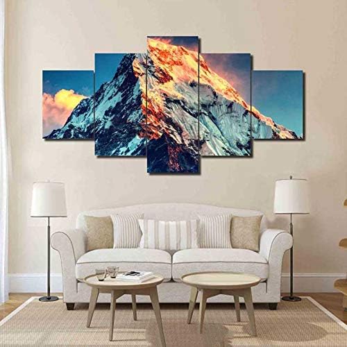 RUIHAN Home Decor Living Room Canvas Painting Modular 5 Panel Mount Everest Landscape Wall Art Poster Modern Hd Print Pictures No Frame