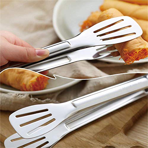 Tonmidej 4Pcs 9-Inch Cooking Tongs, Stainless Steel Serving Tongs for Barbecue, Cooking, Salad, Grilling, Serving and Frying - Thumbnail 3