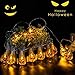 KUAHAIHINTERAL 3D Jack-O-Lantern Halloween Decoration Lights，30LED 11Ft Battery Operated Pumpkin String Lights Halloween Light Outdoor Warm White