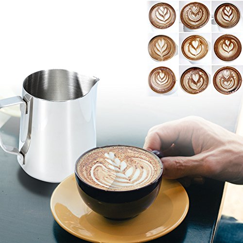 Zehui Coffee Milk Frother and Latte Maker Stainless Steel Frothing Steaming Pitcher Garland Cup 350ml for Espresso Machine