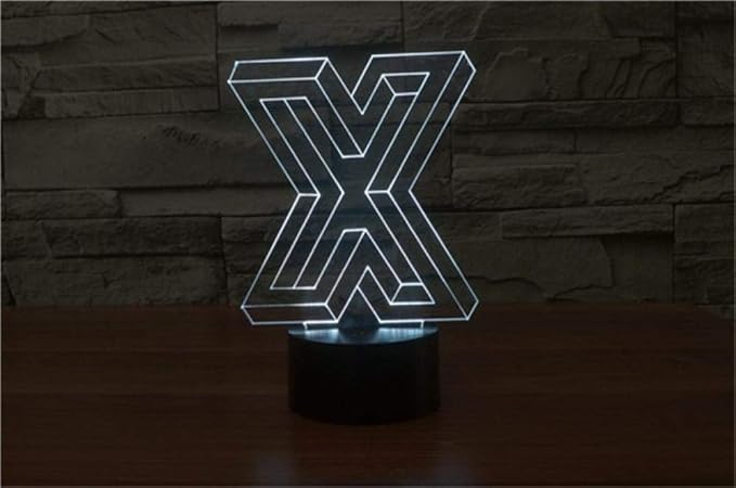 Yeehor Lámpara 3d Letra X Forma Led 7 Cambio De Color Rgb