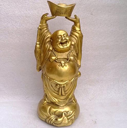 Brass Buddha Statue -- 9cm High Happy Laughing Sitting Buddha Inspirational Religious Simle Statue For Gifts & Decor --SMABBS057
