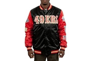 UNICOM JACKETS Men's 49ers Champs Satin Jacket - Men's Satin Bomber Jacket With Patches – Men's Black Varsity Patch Jacket