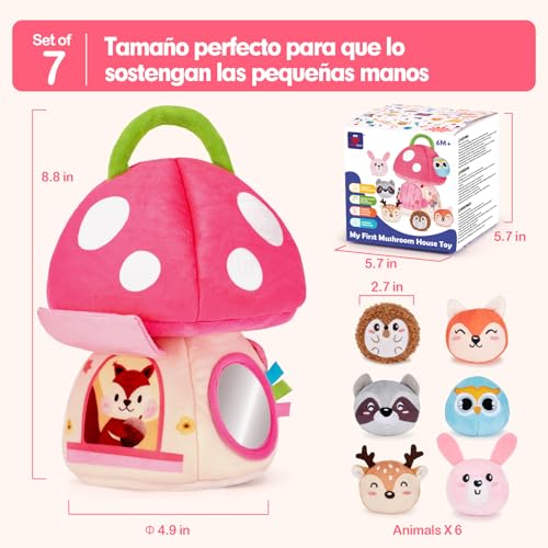 hahaland Baby Toys 6-12 Months – Soft House with 6 Interactive Plush Animals – Sensory Toys for Babies 3 6 12 Months Baby Gift 1 Year
