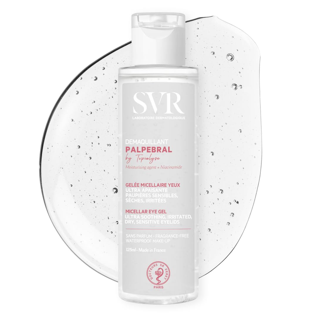 SVR PALPEBRAL Soothing No-Rinse Eye Makeup Remover Gel for Hypersensitive, Dry, Sore, Allergy-Prone Eyelids and Eye Contour, Minimalist Formula, 125ml