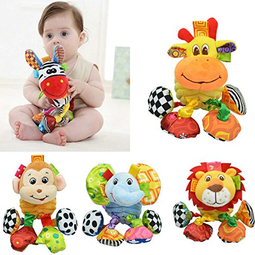 Infant Baby Soft Animal Vibrating Car Seat Stroller Plush Toys Hanging Bell Rattles Doll (Giraffe) - Thumbnail 2