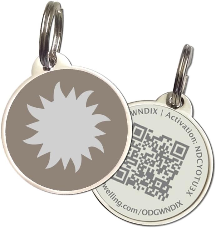 PetDwelling Cool Symbol Scannable Pet ID Tag Links to Online Profile w/Emergency Contact/Google Location Stamp