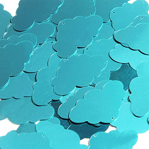 Teal Blue Green Sequin Cloud 1.5 inch Metallic Couture Paillettes. Made in USA. For embroidery, costume, embellishment