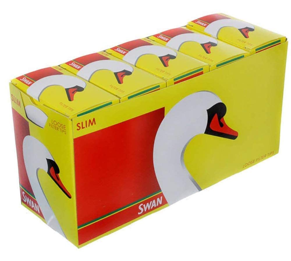 JDbrands SWAN Slimline Filter Tips-10 box-1650 Tips, Paper, Yellow, 4 x 4 x 2 cm