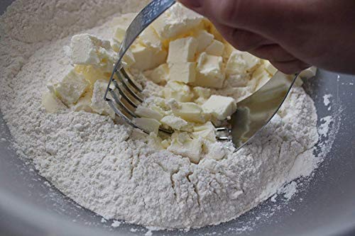 Pastry Dough Blender - Stainless Steel 5 Blade Pastry Dough Blender - Professional Commercial Grade Hand Held Egg Flour Cheese Mixer Cutter