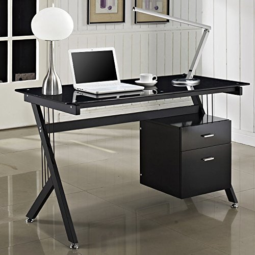 OGIMA Deluxe Tempered Glass Desk Square Desktop Home Office Computer
