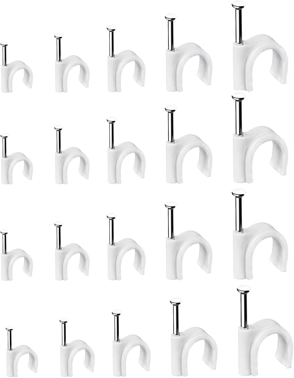 Loscrew 500 White Round Cable Clips 4mm 6mm 7mm 8mm 10mm Clamp Wire Holder