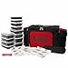 Isolator Fitness 6 Meal ISOBAG Insulated Lunch Bag Cooler with Stackable Meal Prep Containers, ISOBricks, and Strap - MADE IN USA (Black/Red Accent)