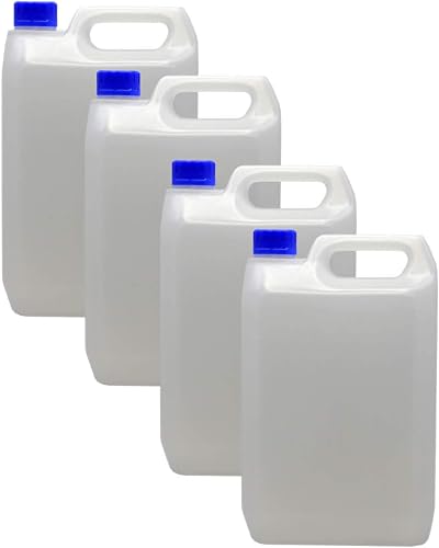 Trade Chemicals HDPE Jerry Can 5L 4 Pack with Optional Lids Blue