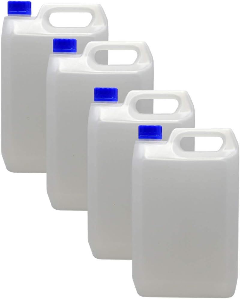 Trade Chemicals HDPE Jerry Can 5L 4 Pack with Optional Lids Blue