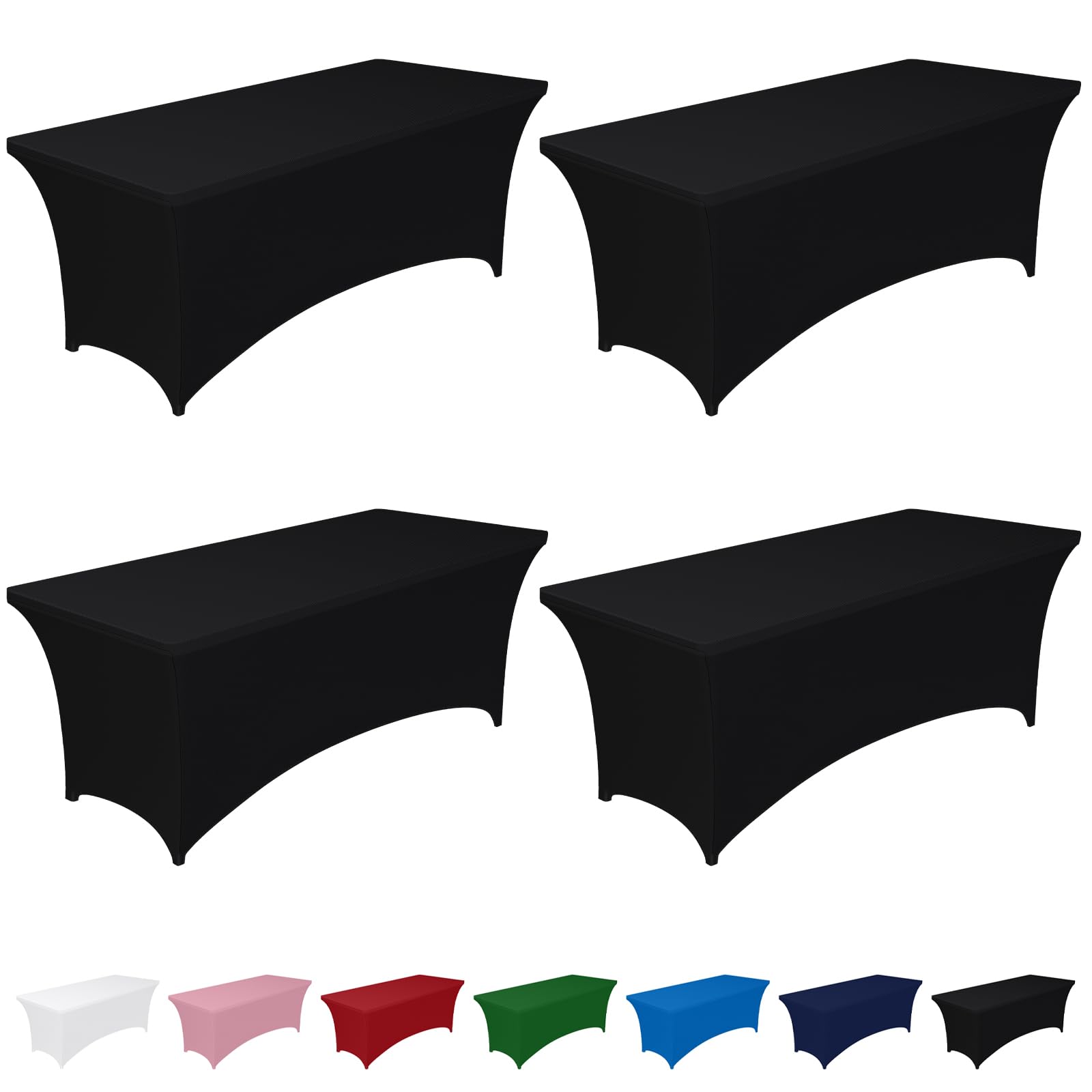 Photo 1 of Pureegg Spandex Tablecloth 6ft - 4 Pack, Fitted and Tight Cloth for Rectangle Table, Wrinkle-Free and Stretch Table Cover for Party, Wedding, Banquet and Birthday, Black