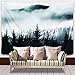 BLEUM CADE Misty Forest Tapestry Mountain Tapestry Wall Hanging Fantastic Fog Magical Trees Tapestry Nature Landscape Tapestry for Bedroom Living Room Dorm (Misty Forest with Mountain, 59.1