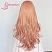 SAPPHIREWIGS Peach Pink Color Natural Wavy Women Wedding Hair Present Beauty Blogger Daily Makeup Natural Hairline 24'' Synthetic Lace Front Wigs